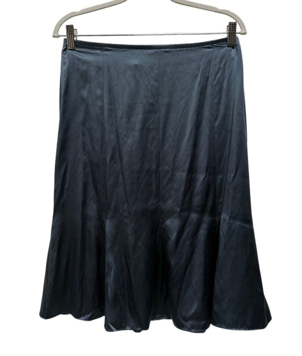New Eileen Fisher Skirt Women's Small 100% Silk Satin Charmeuse Blue